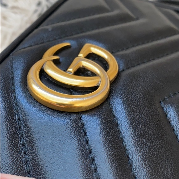 SOLD Gucci Black leather Mini Marmont Camera bag - Picture 15 of 16
